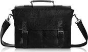 Teczki i aktówki - Solome CZARNA SKÓRZANA TORBA LISTONOSZKA NA RAMIĘ SOLOME LAGO 03 - miniaturka - grafika 1