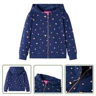 Bluzy dla dziewczynek - Bluza dziecięca z kapturem - granatowa - 116 - Bluza Dziewczęca - miniaturka - grafika 1