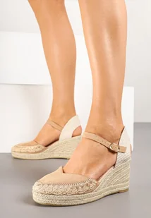 Brązowe Sandały w Stylu Espadryli na Koturnie Nanaris - Sandały damskie - miniaturka - grafika 1