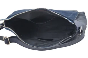 Torebka skórzana z zamszową klapką - Granatowa - Torebki damskie Torebka skórzana z zamszową klapką - Granatowa - Torebki damskie - miniaturka - grafika 7