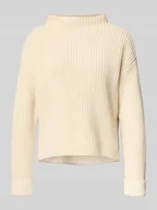 Swetry damskie - Sweter z dzianiny o kroju regular fit z mieszanki bawełny model ‘SELMA’ - miniaturka - grafika 1