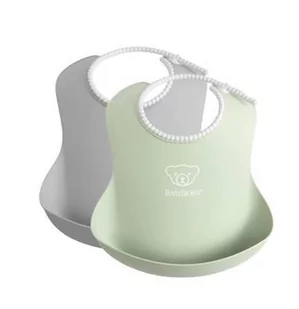 BABYBJORN - 2 śliniaki - Grey / Powder Green one size - Śliniaki i fartuszki - miniaturka - grafika 1