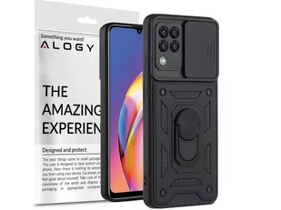 Pancerne etui z osłoną aparatu Alogy Stand Ring Armor do Galaxy A22 4G czarne - Etui i futerały do telefonów - miniaturka - grafika 1