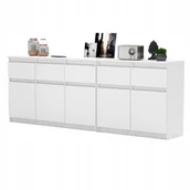 Komody - Komoda Biały 200 cm Duza Komoda 5 szuflad 5 drzwi Zestaw Meblowy - miniaturka - grafika 1