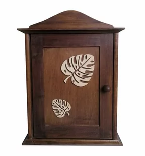 Szafka na klucze ciemnobrązowa liść monstera - Szafki na klucze - miniaturka - grafika 1