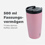 Kubki termiczne - Kubek termiczny termos na kawę herbatę różowy ze stali nierdzewnej 500 ml - miniaturka - grafika 1