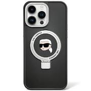 Etui i futerały do telefonów - Karl Lagerfeld KLHMP15SHMRSKHK iPhone 15 6.1" czarny/black hardcase Ring Stand Karl Head MagSafe - miniaturka - grafika 1
