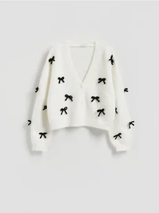 Reserved - Sweter z kokardami - kremowy - Swetry damskie - miniaturka - grafika 1