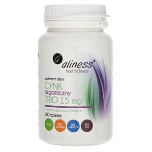 MEDICALINE Aliness Cynk Organiczny Trio 25 mg x 100 tabl | DARMOWA DOSTAWA OD 149 PLN! - Nutrikosmetyki - miniaturka - grafika 1