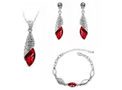 Zestawy biżuterii dla kobiet - KOMPLET BIŻUTERII RUBINOWE MIGDAŁY ŁEZKI PREZENT - miniaturka - grafika 1