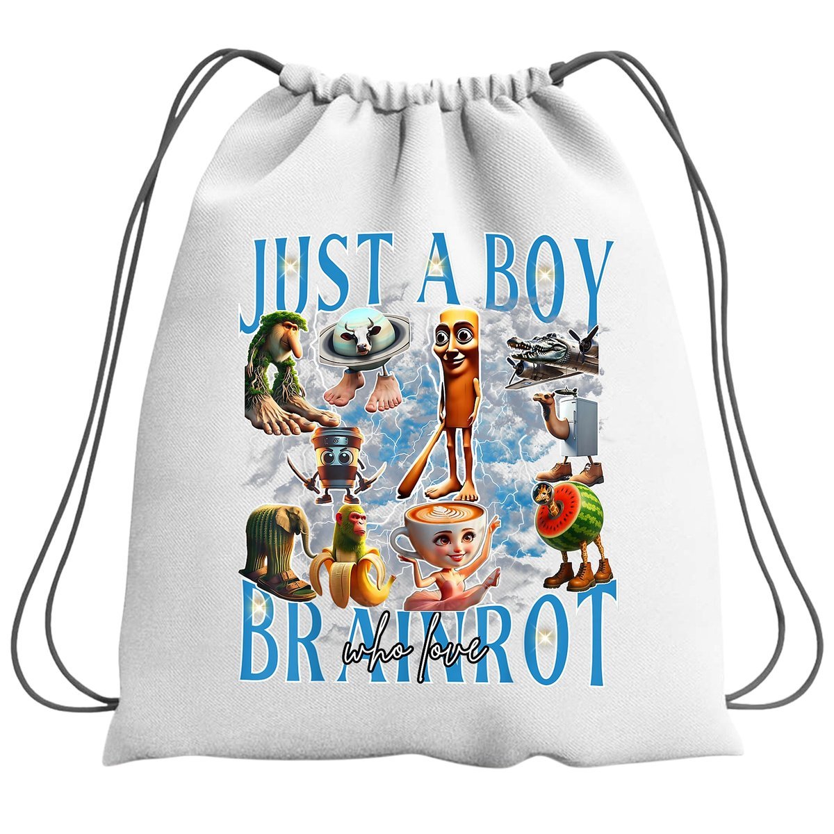 Plecak Worek Brainrot Cappuccino Tung Tung Szkolny Na Buty WF Obuwie Z Napisem