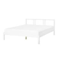 Łóżka - Beliani Łóżko drewniane 160 x 200 cm białe VANNES - miniaturka - grafika 1