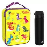 Lunch boxy - Zestaw Śniadaniowy Do Przedszkola Ion8 Dragons 12: Lunchbag I8Lbydrag I Butelka Ion8 I8Rf500Blk - miniaturka - grafika 1