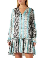 Sukienki - IZIA Damska sukienka z długim rękawem, niebieska, wielokolorowa, XL, niebieski wielokolorowy, XL - miniaturka - grafika 1