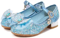Buty dla dziewczynek - Błyszczące Pantofelki Balerinki Buciki Wizytowe Dla Dziewczynki R.33 Niebieskie - miniaturka - grafika 1