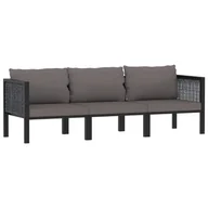 Sofy ogrodowe - vidaXL 3-osobowa sofa ogrodowa z poduszkami, antracytowa, polirattan - miniaturka - grafika 1