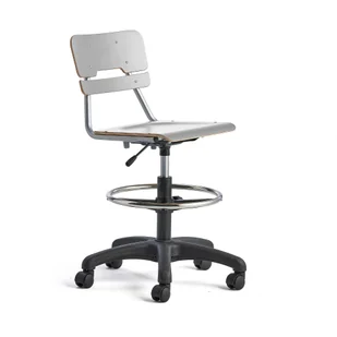 Krzesło z regulacją wysokości LEGERE, mniejsze siedzisko, na kołach, W 530-720 mm, szary - Podnóżki, podpórki, podkładki - miniaturka - grafika 1