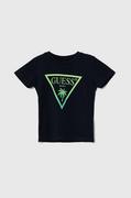 Koszulki dla chłopców - Guess t-shirt dziecięcy kolor granatowy z nadrukiem - miniaturka - grafika 1