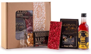 Box prezentowy kraftowy syrop malinowy zestaw herbata czekolada lio baton - Zestawy upominkowe - miniaturka - grafika 1