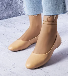 Beżowe balerinki ze skórzana wkładką Truchon-36 - Mokasyny damskie - miniaturka - grafika 1