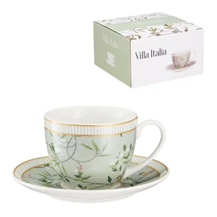 Filiżanka porcelanowa 240 ml ze spodkiem NORIKO GREEN - Filiżanki - miniaturka - grafika 1