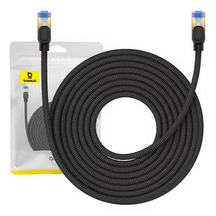 Kabel sieciowy w oplocie kat. 7 Baseus Ethernet RJ45, 10Gbps, 10m (czarny) - Kable miedziane - miniaturka - grafika 1
