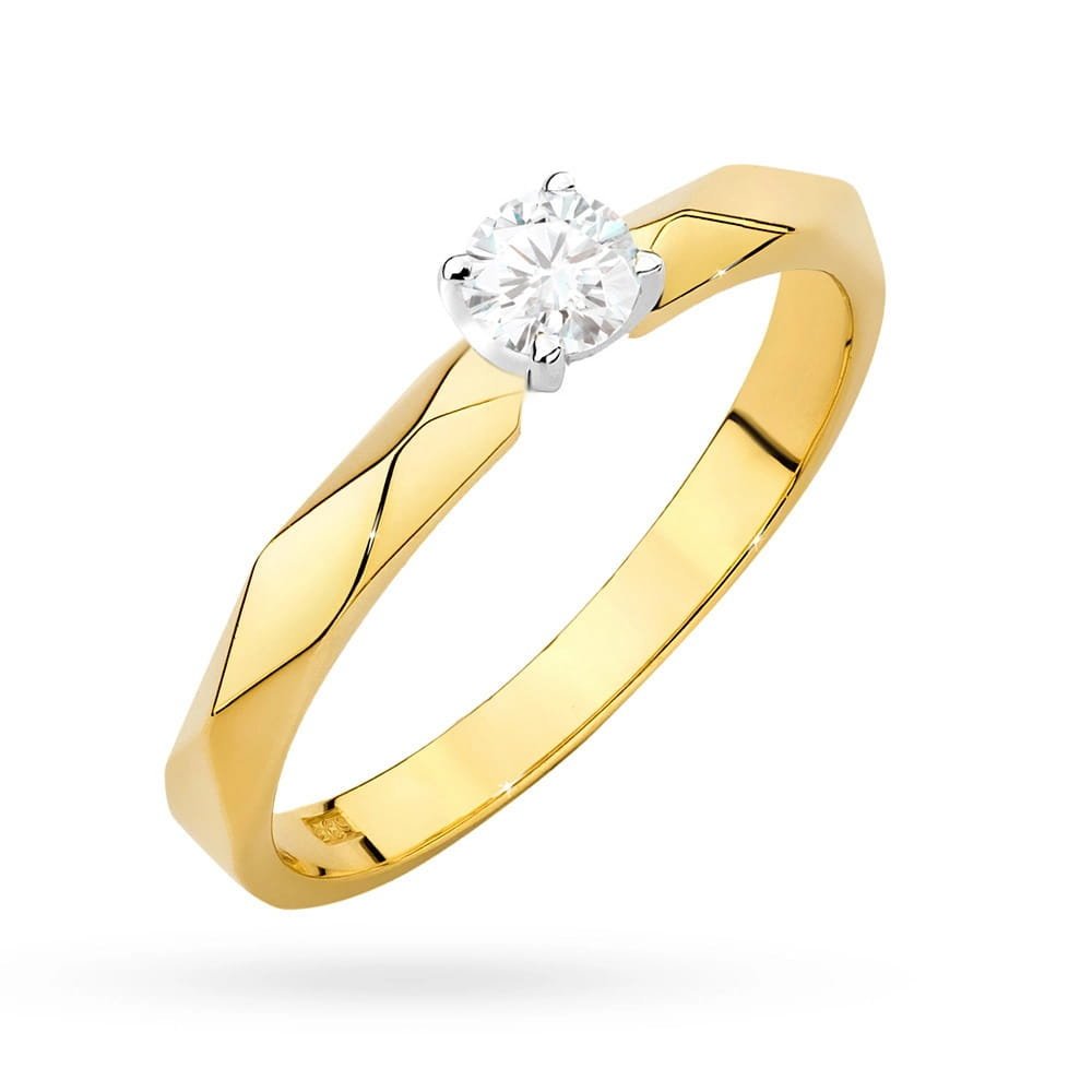 Złoty pierścionek Diament 0,10ct żółte złoto pr. 585