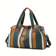 Torebki damskie - TEMU Damska torba na ramię w stylu vintage z nylonu w paski - Lekka, o dużej pojemności, idealna w podróży, z regulowanym paskiem na ramię, zapięciem - miniaturka - grafika 1