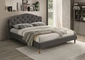 Łóżka - CHLOE VELVET 160X200 szare łóżko tapicerowane na dębowych nogach, tap bluvel 14 - miniaturka - grafika 1