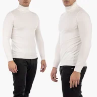 Swetry męskie - Golf Męski Elegancki Sweter Klasyczny Śmietanowy LD-69053-9 M Złamana biel - miniaturka - grafika 1