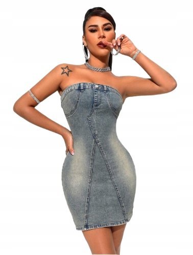 SHEIN SUKIENKA JEANSOWA OŁÓWKOWA MINI 44 ŁSM