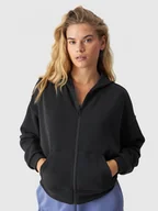 Bluzy sportowe damskie - Damska bluza dresowa rozpinana 4F 4FWAW24TSWSF1341 - czarna - miniaturka - grafika 1