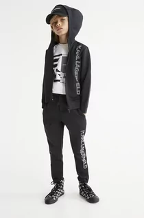 Spodnie damskie - KARL Lagerfeld Lagerfeld spodnie dziecięce kolor czarny z nadrukiem - grafika 1