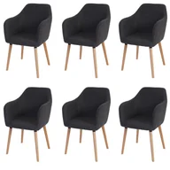 Krzesła - Zestaw 6 krzeseł do jadalni Malmö T381, krzesło kuchenne, design retro 50s ~ tkanina, szary, jasne nogi - miniaturka - grafika 1