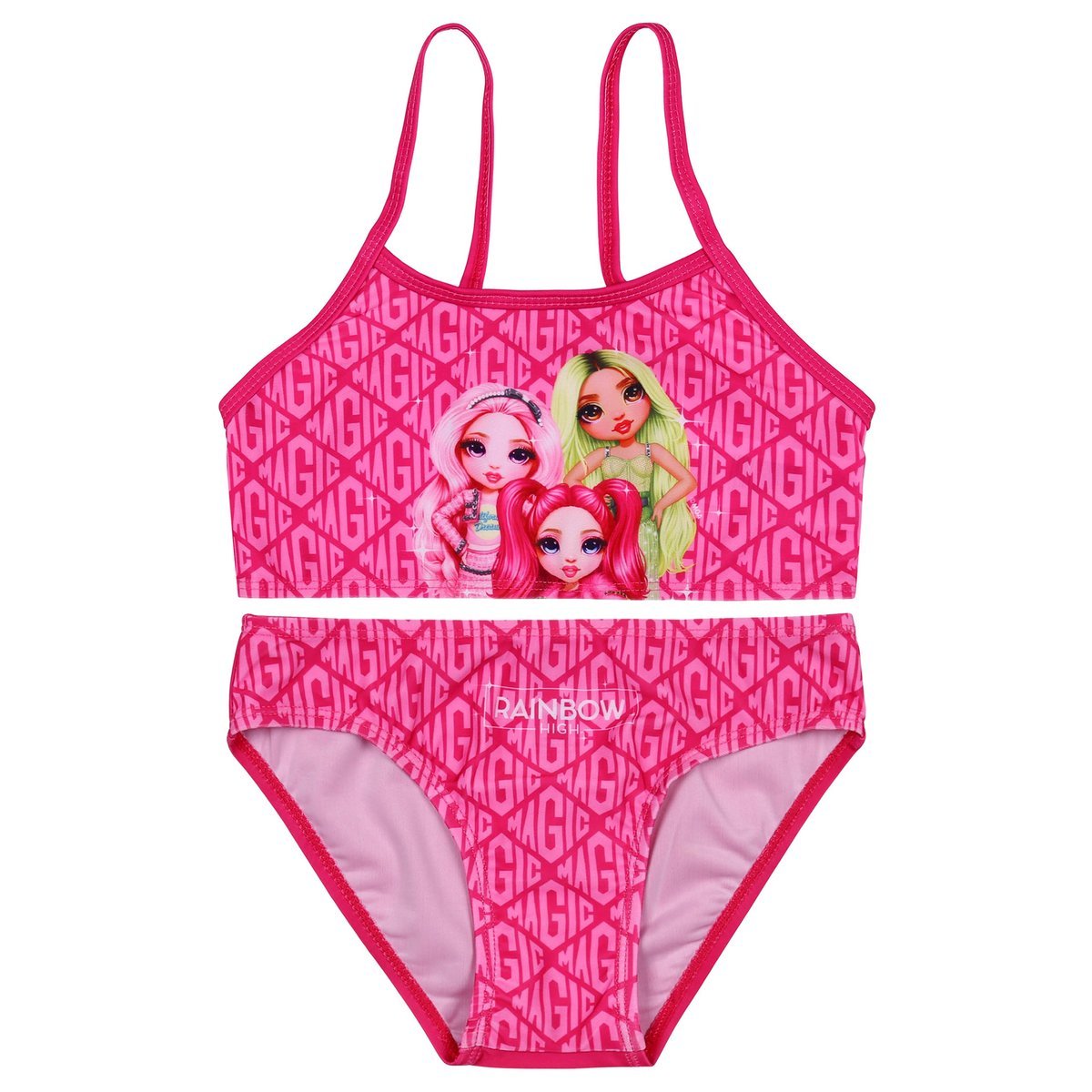 Rainbow High Dwuczęściowy strój kąpielowy różowy, dziewczęcy kostium kąpielowy 3-4 lata 98/104 cm