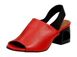 Sandały damskie - Czerwone sandały damskie Jezzi 1950-3 Obcas - grafika 1