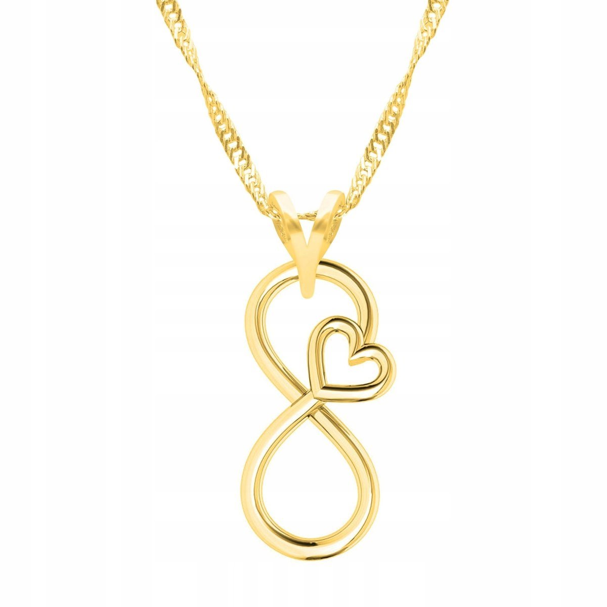 Złoty Naszyjnik ze Znakiem Nieskończoności Infinity Ósemka SREBRO 925