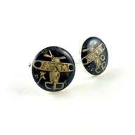 Spinki do mankietów i krawatów - SPINKI - Aviator golden (black) - miniaturka - grafika 1