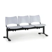 Inne meble biurowe - B2B Partner Ławka do poczekalni plastikowa VISIO, 3 siedzenia, szary, czarne nogi 9334 - miniaturka - grafika 1