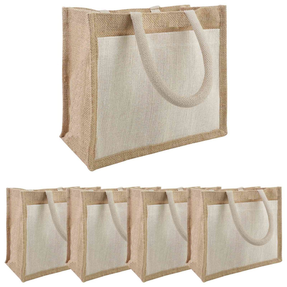 vidaXL Torebki Jutowe z Kieszonką 5 pcs 26 x 22 x 14 cm
