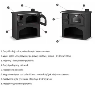 Piec koza kuchenka kuchnia węglowa westfalka 6-8kW (kolor: czarny, średnica wylotu spalin: 130 mm) - spełnia anty-smogowy EkoProjekt 99680128 - Kuchnie węglowe - miniaturka - grafika 12