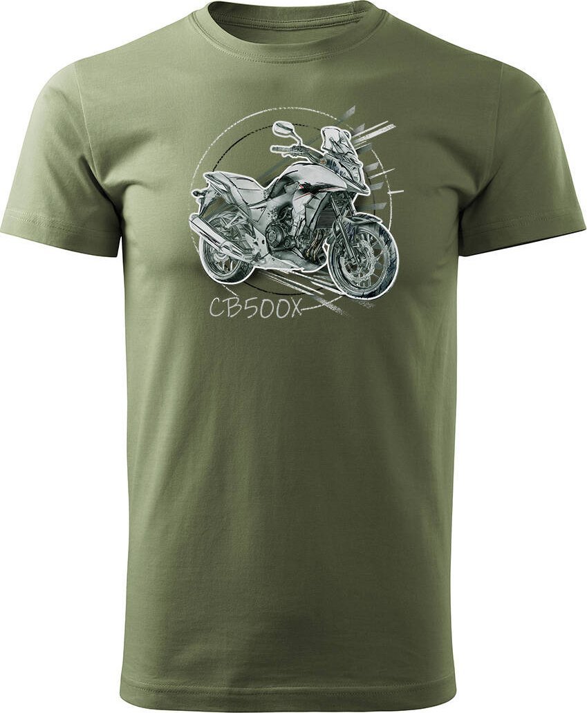 Topslang Koszulka z motocyklem na motor Honda CB 500X 500 X męska khaki REGULAR S