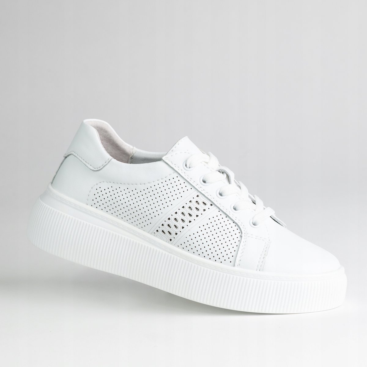 Półbuty damskie buty GOODIN GD-LX1043 beż skóra naturalna ażurek lekkie 36
