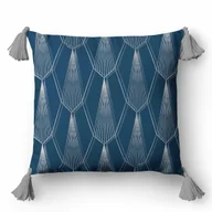 Poszewki na poduszki - Poszewka 45x45 niebieska ciemna srebrna ornamenty Panama - miniaturka - grafika 1