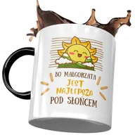 Kubki - Kubek Czarny Dla Małgorzaty Koleżanki na Prezent z Nadrukiem ze Zdjęciem + Opakowanie na prezent (wzór 04) - miniaturka - grafika 1