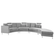 Sofy i kanapy - Beliani Sofa półokrągła modułowa welurowa jasnoszara ROTUNDE - miniaturka - grafika 1