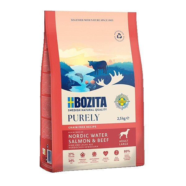 Bozita Dog Purely Adult Small Grain Free, łosoś i wołowina - 2,5 kg