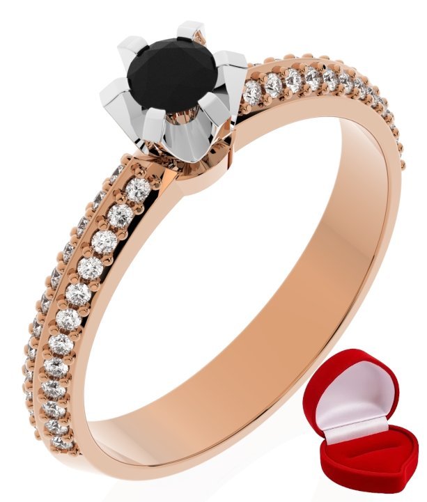 ZŁOTY PIERŚCIONEK ZARĘCZYNOWY 585 14k BRYLANT CZ. 0,14 ct RÓŻOWE ZŁOTO R13