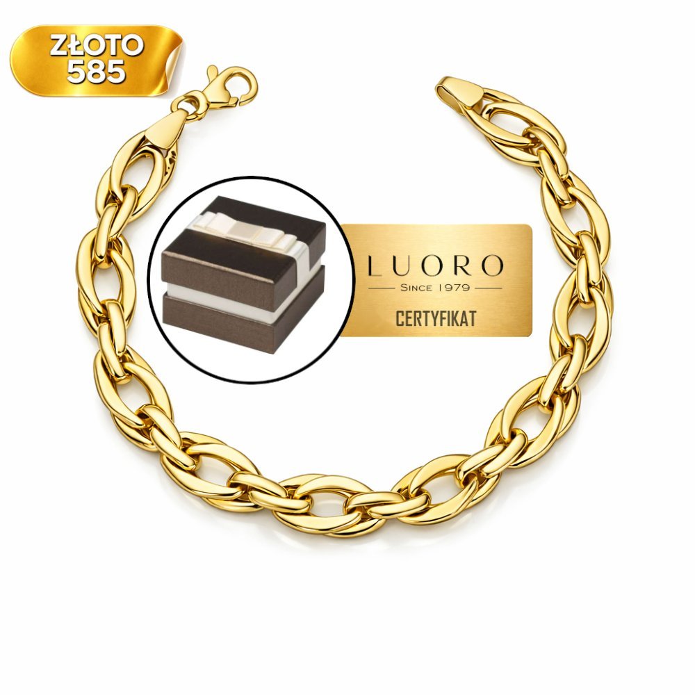 BRANSOLETKA ZŁOTA 585 14K WYDŁUŻONE OGNIWA 19 CM ŻÓŁTA ELEGANCKA