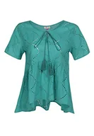 Bluzki damskie - IZIA Damska bluzka 19007538_turkusowa_XL - miniaturka - grafika 1